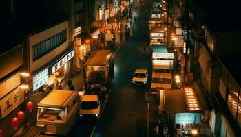 ciudad la vida nocturna enciende como carros prisa por generado por ai foto