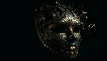 Masked elegance a golden celebration of mystery generated by AI photo
