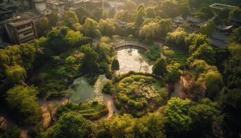 tranquilo escena de naturaleza crecimiento y belleza generado por ai foto