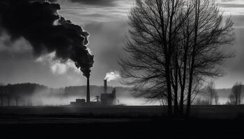 sucio planta combustibles contaminación, daña naturaleza ambiente generado por ai foto