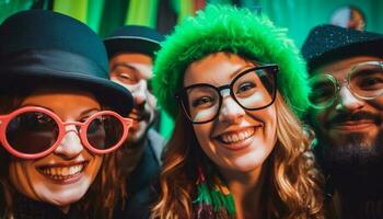 contento grupo de personas sonriente y bailando juntos generado por ai foto