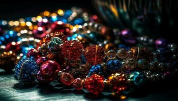 multi de colores piedra preciosa collar brilla con elegancia generado por ai foto