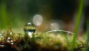 Freshness in nature as dew drops glisten generated by AI photo