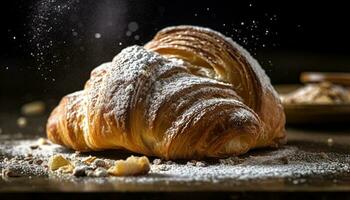 Freshly baked croissants bring French culture indoors generated by AI photo