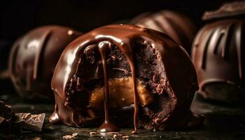 Indulgence in dark chocolate temptation and sweetness generated by AI photo