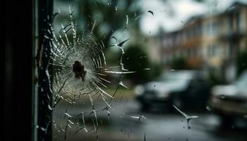 araña web trampa capturas Rocío gotas en lluvia generado por ai foto