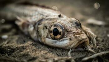 baboso pescado atrapado en hermosa tropical línea costera generado por ai foto