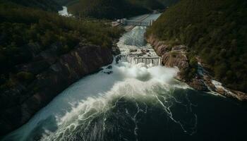 Majestic scenery Hydroelectric power fuels nature beauty generated by AI photo