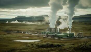 nubes de contaminación telar terminado fábrica paisaje generado por ai foto