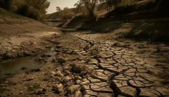 Sunset over eroded dirt reveals beauty in nature generated by AI photo