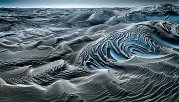 Rippled sand dune curves create abstract wave pattern generated by AI photo