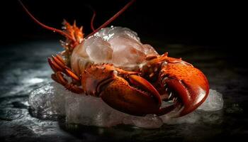 Luxury seafood meal with fresh steamed lobster generated by AI photo