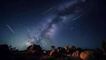 Glowing star trail in the Milky Way generated by AI photo