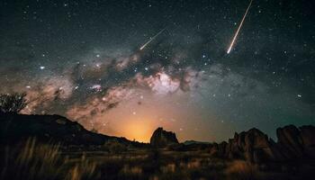 Nature Majestic Glowing Starfield Illuminated by Milky Way generated by AI photo