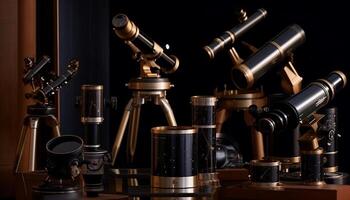 Close up discovery Magnification reveals scientific microscope focus generated by AI photo