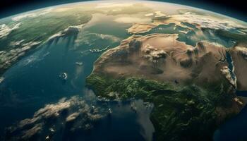 topografía de planeta tierra, un aéreo viaje generado por ai foto