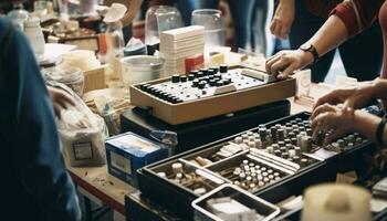 Craftspersons making pottery, demonstrating expertise in teamwork generated by AI photo