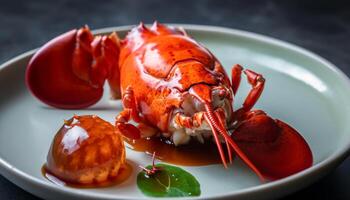 gastrónomo Mariscos plato con Fresco garra carne generado por ai foto