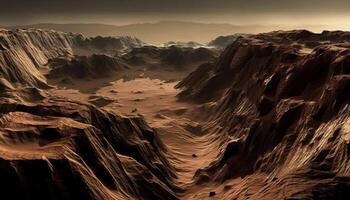 Majestic mountain range at dusk, eroded sandstone pattern generated by AI photo