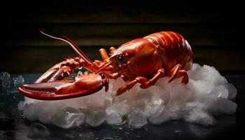 Gourmet seafood meal with fresh lobster and crab generated by AI photo