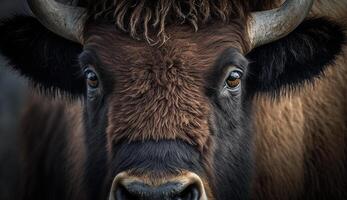 Black cattle grazing in nature beauty generated by AI photo