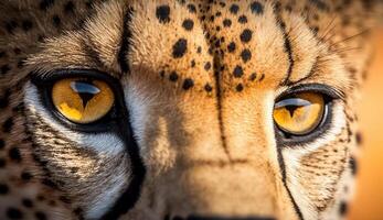 majestuoso grande gato con sorprendentes amarillo piel generado por ai foto