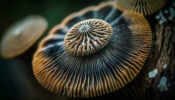 Poisonous toadstool macro beauty in nature generated by AI photo