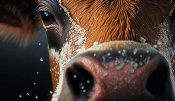 Grazing cattles cute snouts and wet noses generated by AI photo