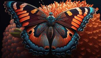 Butterfly wing showcases vibrant colors in nature artwork generated by AI photo