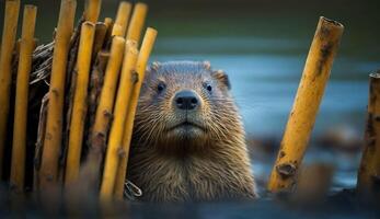 Wet fur whiskers focused seal loves fish generated by AI photo