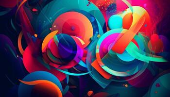 Multi colored circles create a futuristic celebration backdrop generated by AI photo