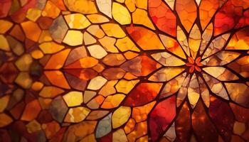 Vibrant colors illuminate stained glass window design generated by AI photo