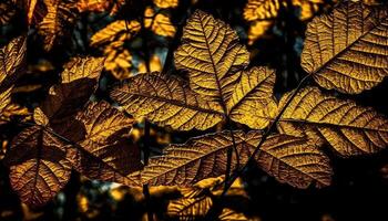 Vibrant autumn colors on close up maple branch generated by AI photo