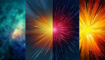 Glowing abstract galaxy exploding in multi colored celebration generated by AI photo