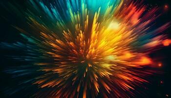 Glowing multi colored galaxy exploding in abstract space generated by AI photo