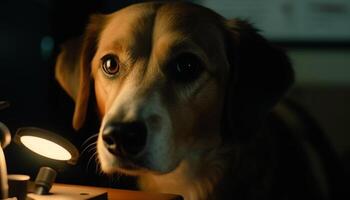 linda de pura raza perrito sesión, mirando a cámara generado por ai foto