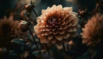 Fresh dahlia blossom, beauty in nature design generated by AI photo