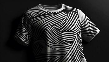 Elegant black and white striped garment design generated by AI photo