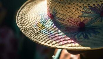 Straw hats and fedoras, summer fashion elegance generated by AI photo