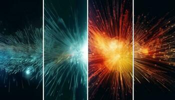 Glowing multi colored galaxy exploding in abstract motion generated by AI photo