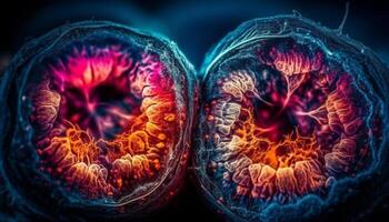 Internal cancer cell morphology high scale composition, magnification generated by AI photo