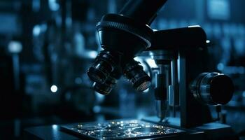 High scale magnification scrutinizing Steel for biochemistry discovery generated by AI photo