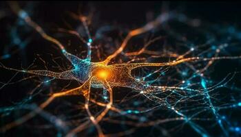 Connecting human neuron synapse sparks intelligence ideas generated by AI photo