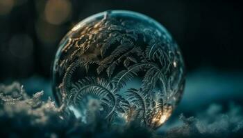 copos de nieve y esferas, invierno celebracion brillante brillante generado por ai foto