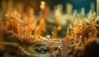 multi de colores pescado entre coral en submarino arrecife generado por ai foto