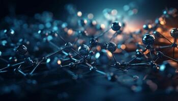 Glowing blue molecular structure in laboratory research generated by AI photo