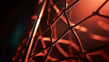Electric abstract wire grid glows futuristic design generated by AI photo