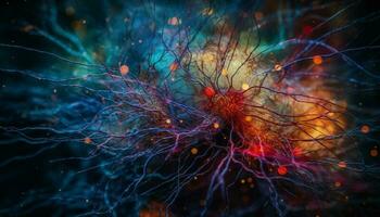 Magnified human brain reveals cancerous synapse communication generated by AI photo