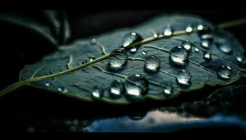 Freshness and beauty in nature raindrop reflection generated by AI photo