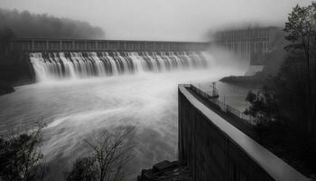 hidroeléctrico poder estación genera electricidad desde naturaleza fluido agua generado por ai foto